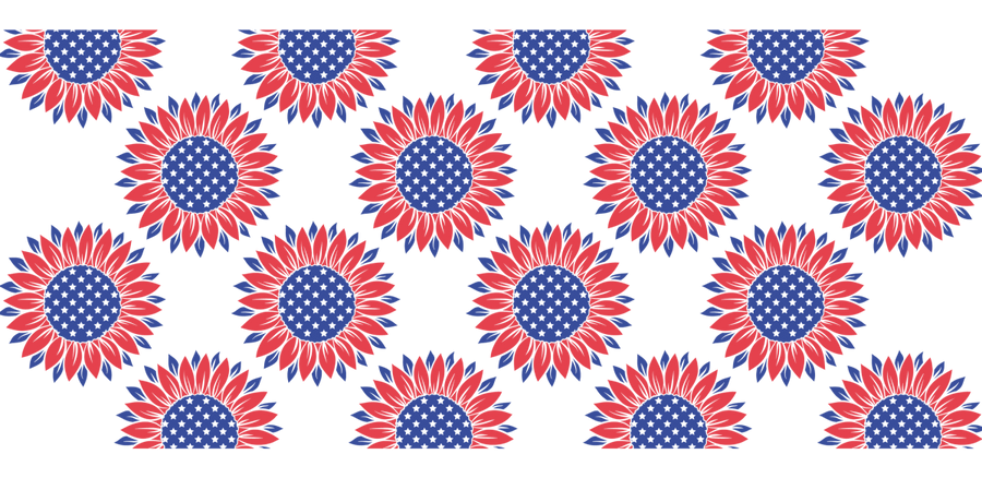 Sunflower 4th of july - UV DTF Libbey Glass Wrap - Buy Bulk DTF
