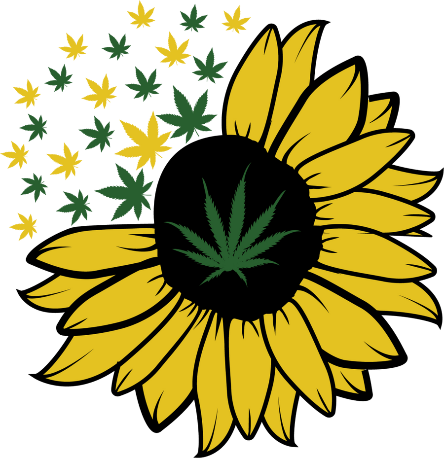 Sunflower and Cannabis Leaves - #1 Ready To Press DTF Transfer - Buy Bulk DTF