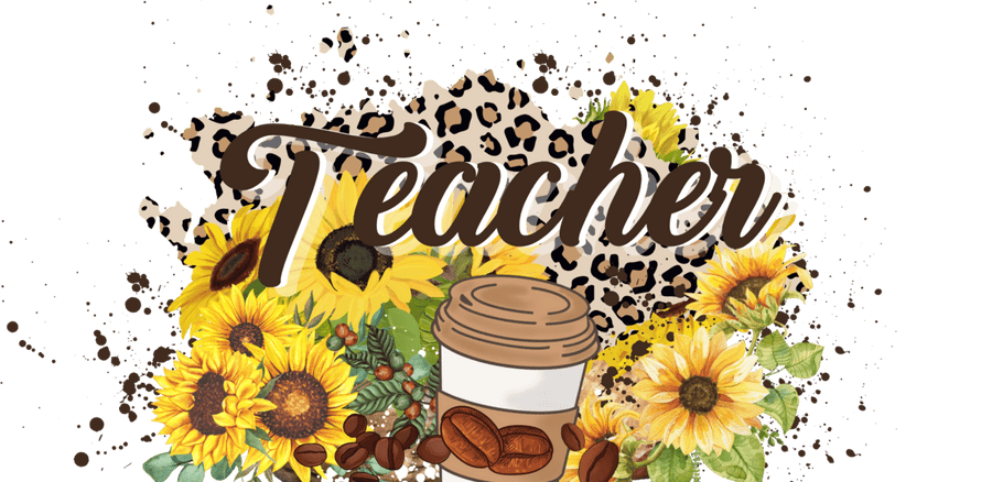 Sunflower Coffee Teacher - UV DTF Libbey Glass Wrap - Buy Bulk DTF