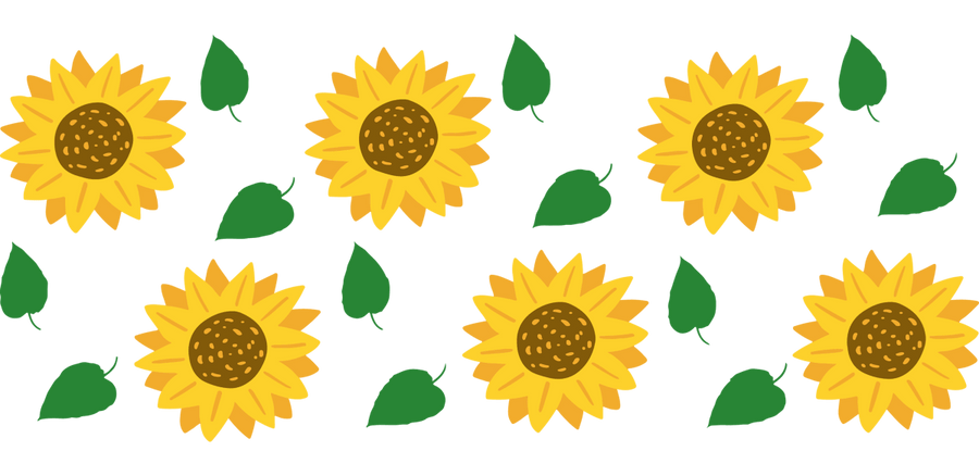 Sunflower & Leaf - UV DTF Libbey Glass Wrap - Buy Bulk DTF