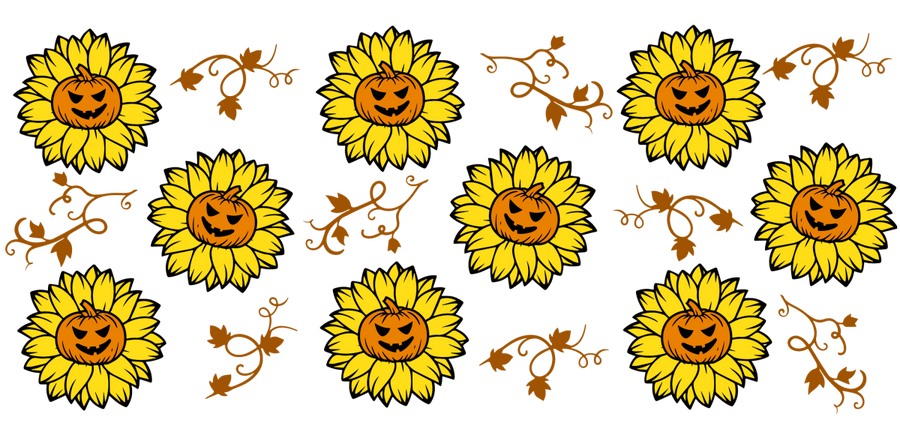 Sunflower Pumpkin - UV DTF Libbey Glass Wrap - Buy Bulk DTF