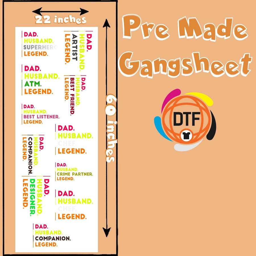 Super Dad Squad Premade DTF Gangsheet - Buy Bulk DTF