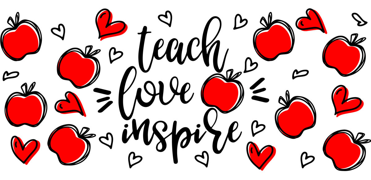 Teach Love Inspire heart - UV DTF Libbey Glass Wrap - Buy Bulk DTF