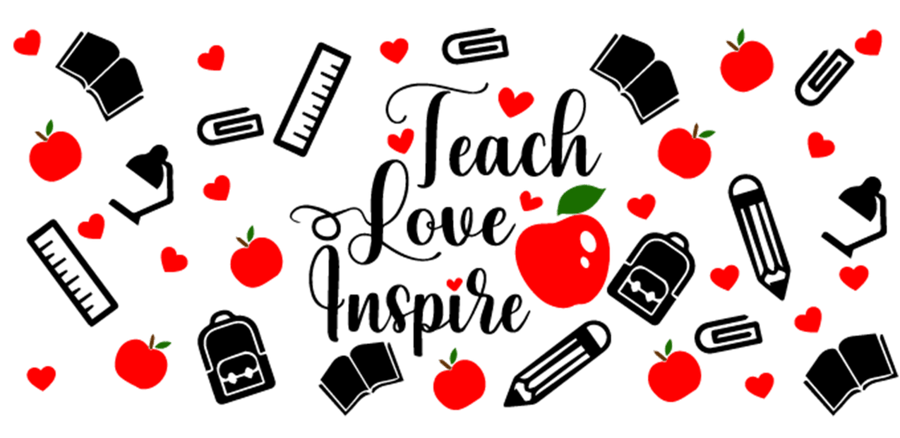 Teach Love Inspire - UV DTF Libbey Glass Wrap - Buy Bulk DTF