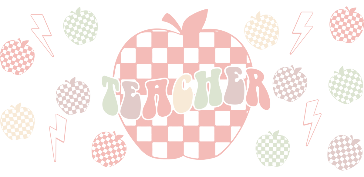 Teacher Checkered Apple - UV DTF Libbey Glass Wrap - Buy Bulk DTF