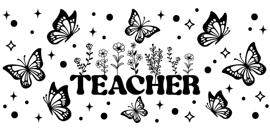 Teacher Floral - UV DTF Libbey Glass Wrap - Buy Bulk DTF