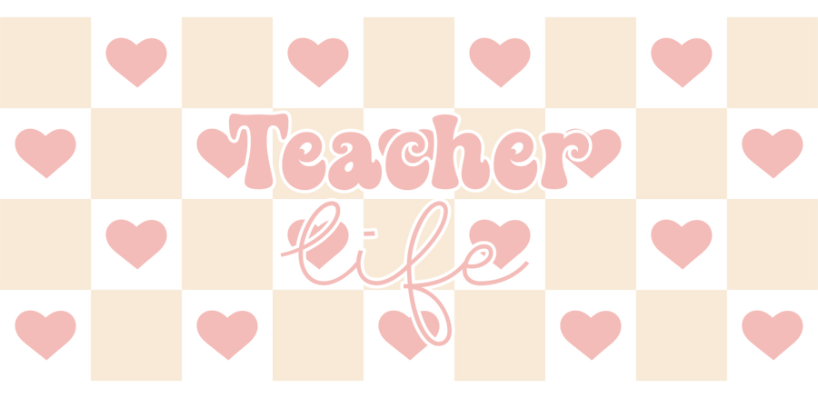 teacher life heart - UV DTF Libbey Glass Wrap - Buy Bulk DTF