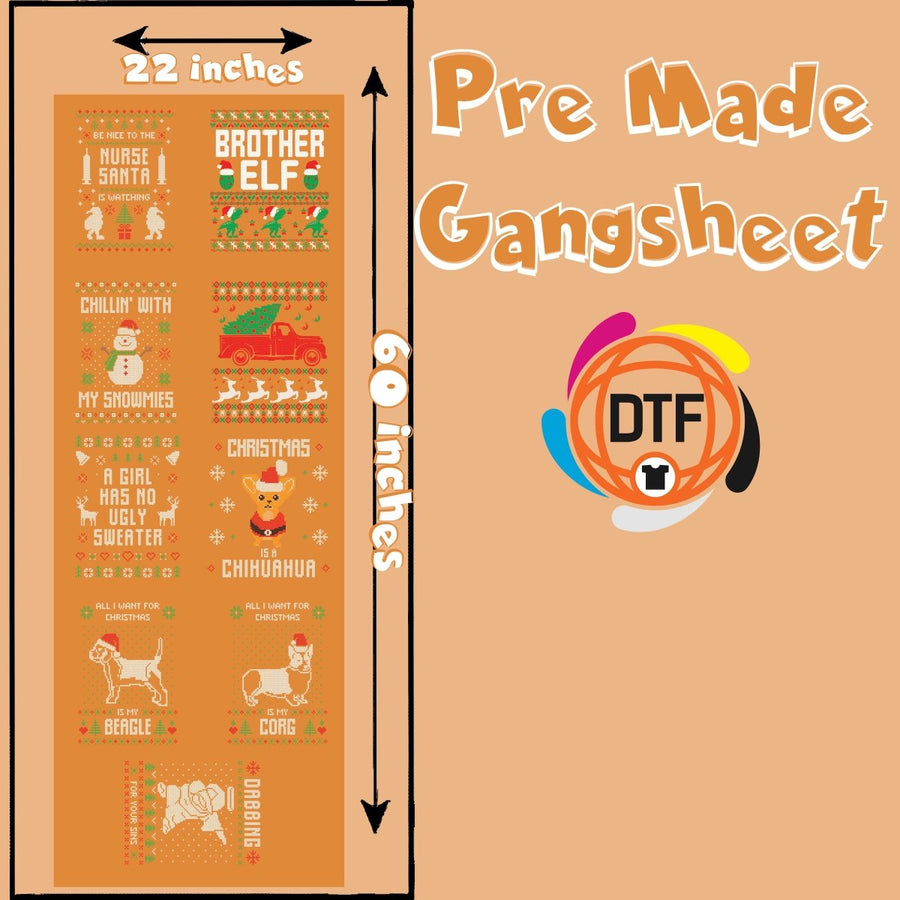 Tinsel & Tidings Clique Premade DTF Gangsheet - Buy Bulk DTF