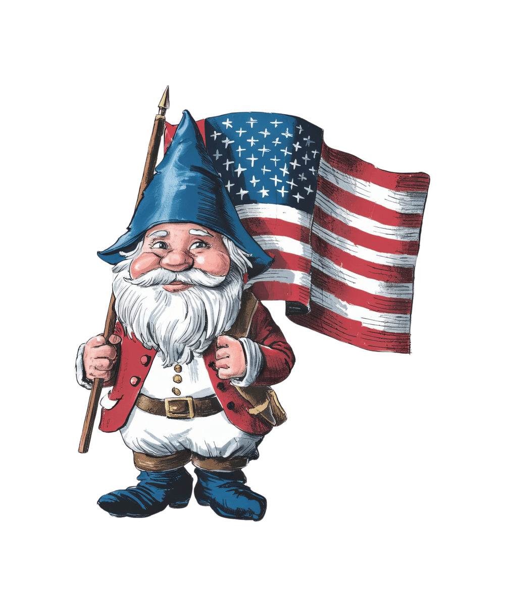 USA Flag Gnome - Ready To Print DTF Transfers - Buy Bulk DTF