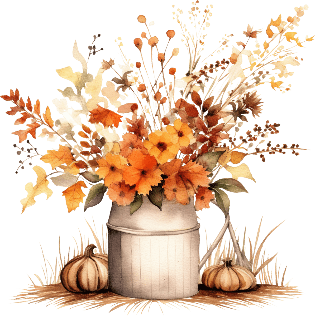 Vase With Pumpkins - Ready To Press DTF Transfers - Buy Bulk DTF