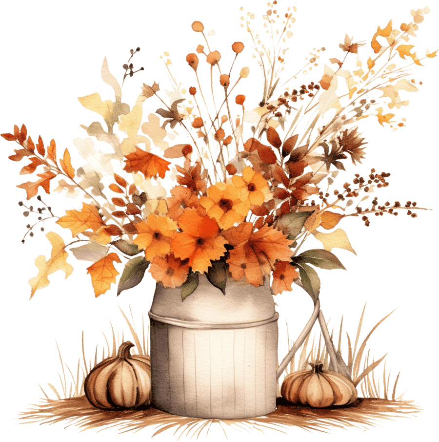 Vase With Pumpkins - Ready To Press DTF Transfers - Buy Bulk DTF