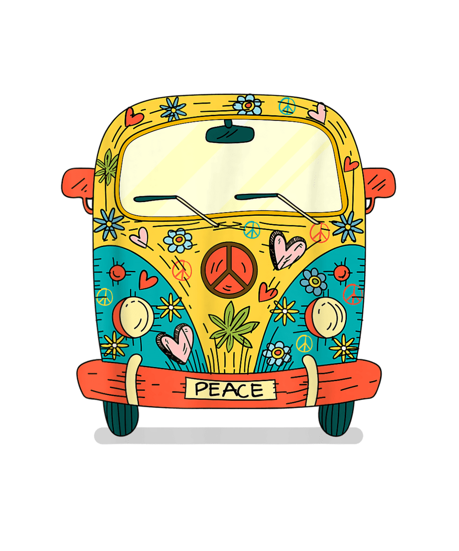 Vintage Hippie Van Flower Bus With Peace Sign Gift 60s 70s T-Shirt Ready To Press DTF Transfer - Buy Bulk DTF