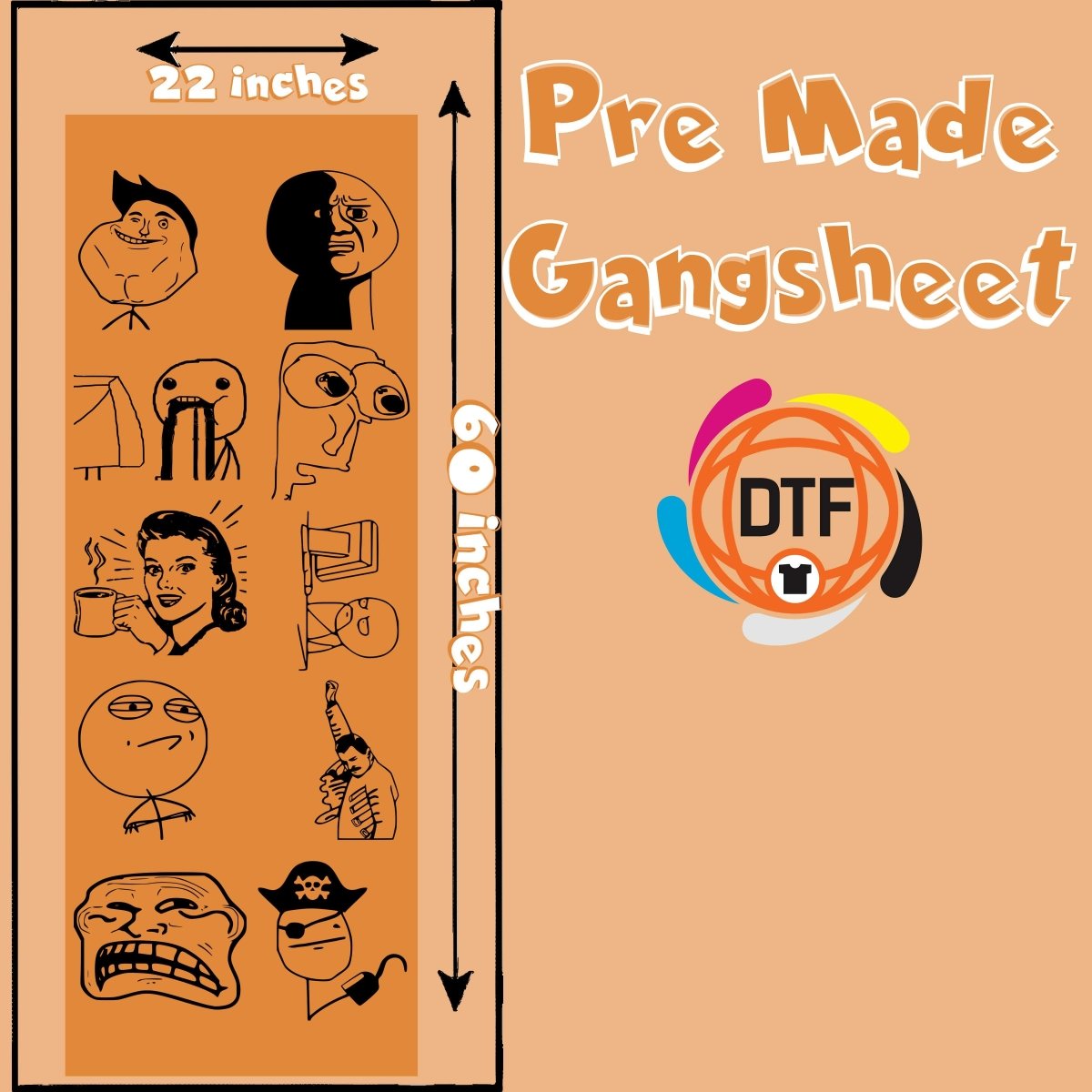 Viral Vibes Pack Premade DTF Gangsheet - Buy Bulk DTF