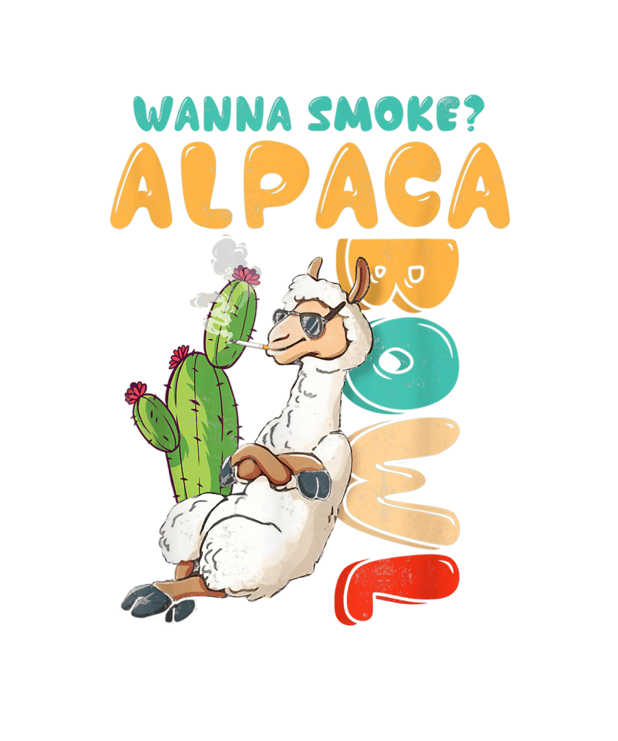 Wanna Smoke Alpaca Bowl Weed Vintage Cannabis 420 Stoner T-Shirt Ready To Press DTF Transfer - Buy Bulk DTF