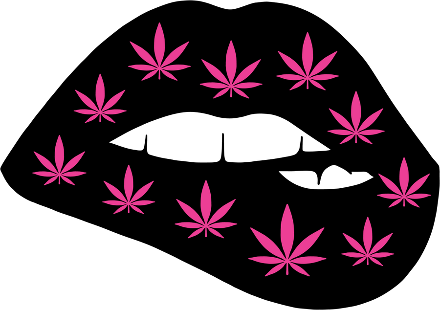 Weed Biting Lips Pink Leaves Ready To Press DTF Transfer - Buy Bulk DTF