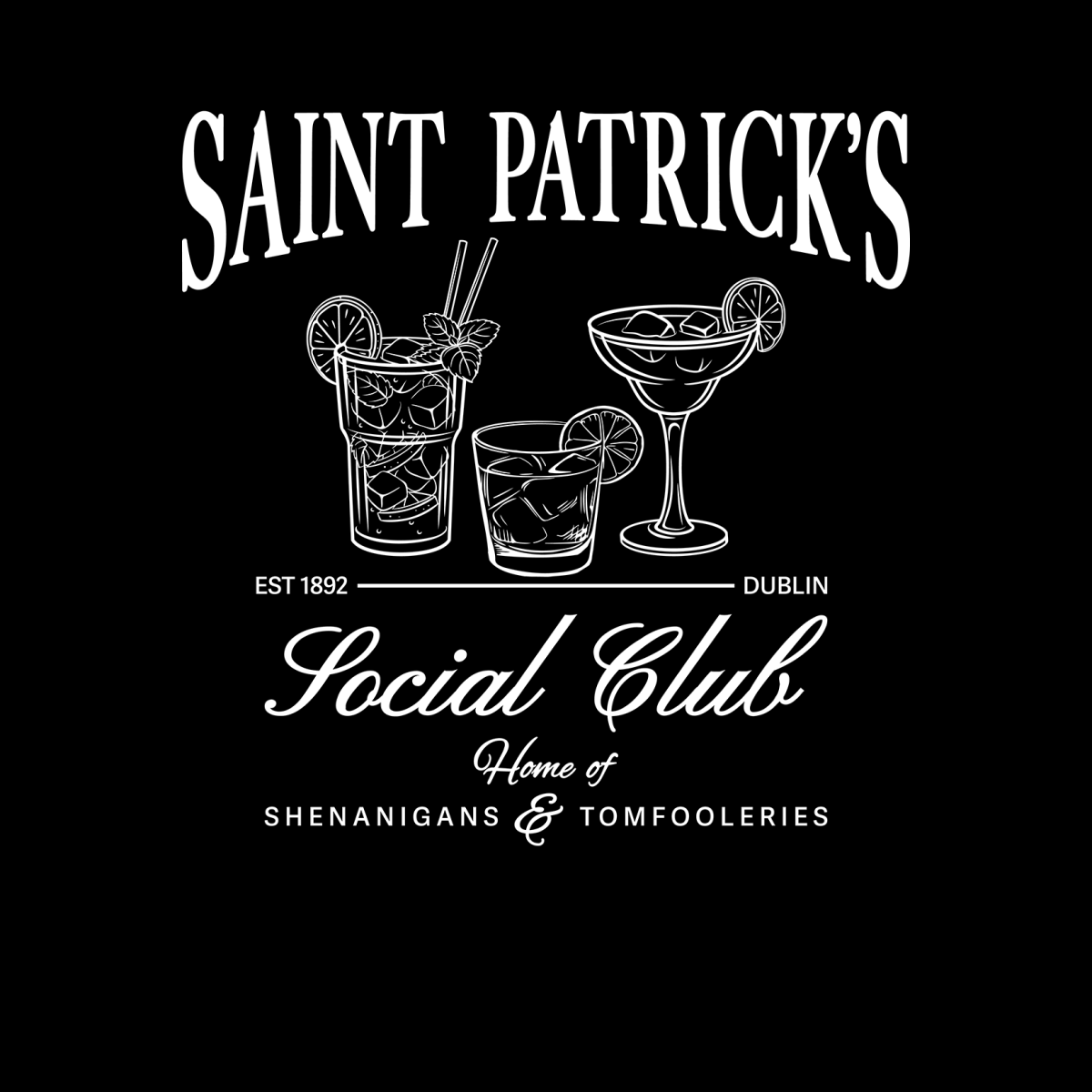 White Saint Patricks Social Club - Ready To Press DTF Transfers - Buy Bulk DTF