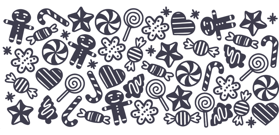 X mas Candies Single Color Dark UV DTF Libbey Glass Wrap - Buy Bulk DTF