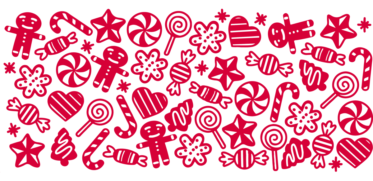 X mas Candies Single Color Red UV DTF Libbey Glass Wrap - Buy Bulk DTF